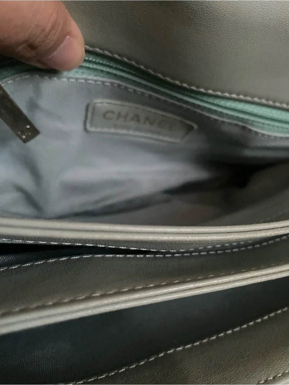 CHANEL Mint Green Quilted Top Handle bag with Gold Hardware